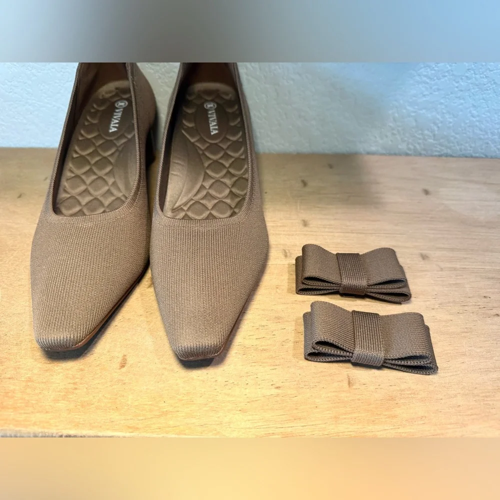 Vivaia NEW Titli Pro Square Point Toe Chunky Block Heels In Espresso Women’s 9.5